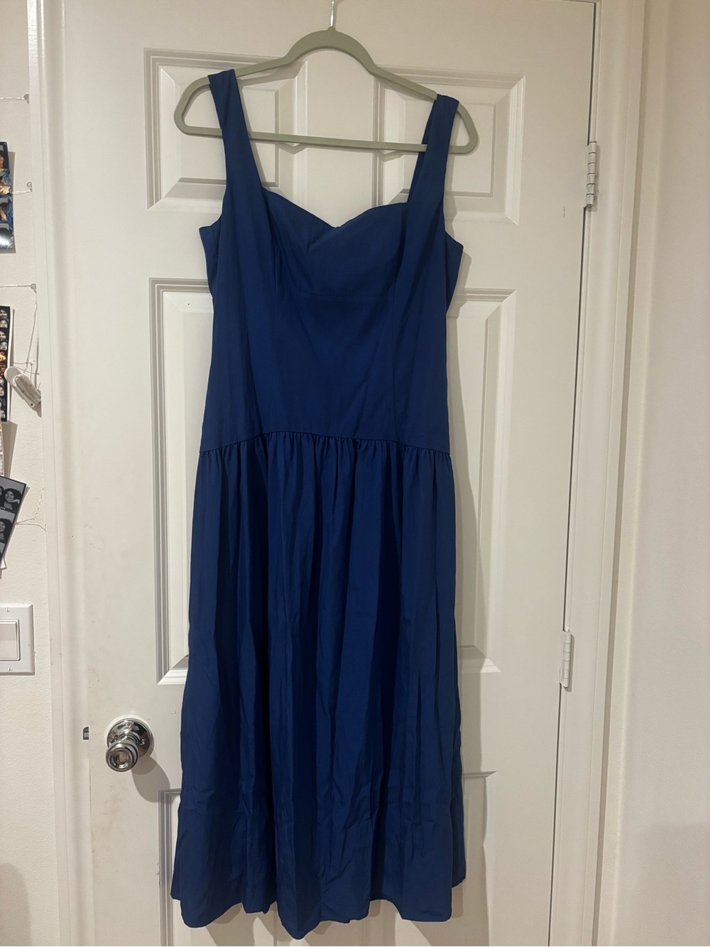 Mango Deep Blue Midi Dress with Sweetheart Bodice